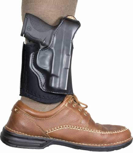 DeSantis Gunhide 014PCX7Z0 Die Hard Rig  Ankle Black Leather/Sheepskin Ankle Fits S&W M&P Shield 9/40 Right Hand