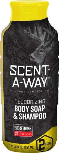Scent-A-Way 100089 Bio-Strike Body Wash/Shampoo Odor Eliminator Odorless Scent 12 oz Liquid