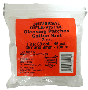 Southern Bloomer 103 Cleaning Patches Cotton 2.50″ x 2.50″ 130 Per Bag Rifle/Handgun