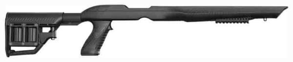 ADAPTIVE TACTICAL 1081039 Tac-Hammer RM4 Black Synthetic Adjustable Stock with Magazine Compartments Removable Barrel Inserts Stowaway Accessory Rail Fits Ruger 10/22 (Most Barrel Contours)
