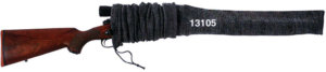 Allen 13105 Oversized Gun Sock  Black/Heather Gray  Silicone Treatment & Drawstring Closure Fits Guns w/Large Scopes up to 52″,This gray Oversized Gun Sock is extra wide for guns with large scopes  including extra high scopes. Silicone treated to prevent your firearm from rust and debris  this gun sock also prevents against dings and scratches when stored in your safe or hard case. It fits guns up to 50 in length.