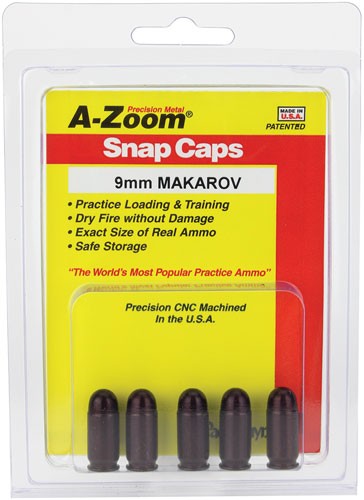 A-ZOOM METAL SNAP CAP 9X18MM 9MM MAKAROV 5-PACK