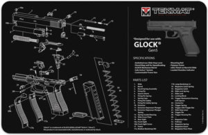 TekMat TEKR17GLOCKG5 Glock Gen5 Cleaning Mat Black/White Rubber 17″ Long Glock Gen5 Parts Diagram