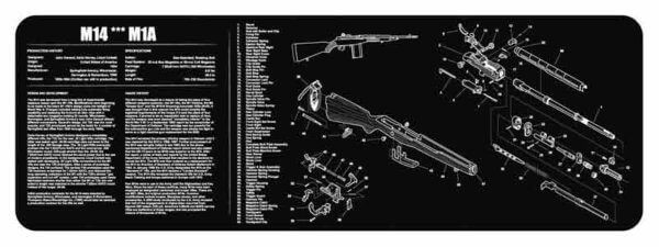 TekMat TEKR36M14 M14 Cleaning Mat Black/White Rubber 36″ Long Springfield M1A Parts Diagram