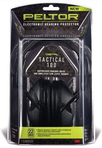 Peltor TAC100OTH Sport Tactical 100 Polymer 22 dB Over the Head Black Adult 1 Pair