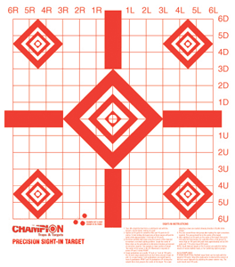 Champion Targets 47388 Redfield Sight-In Diamond Paper Pistol/Rifle 16″ x 16″ White/Red 10 Pk.