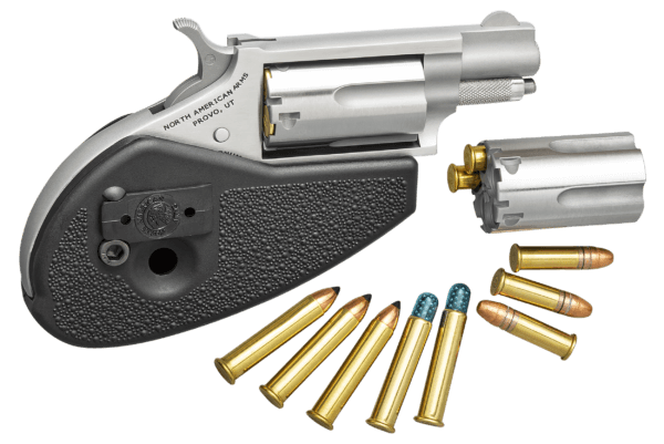 North American Arms MSCHG Mini-Revolver 22 LR 22 WMR 1.13″ Stainless 5rd Stainless Cylinder/ Stainless Steel Frame/Black Synthetic Holster Grip