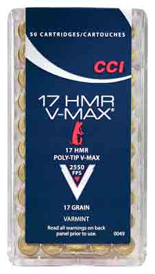 CCI 0049 Varmint VMAX 17 HMR 17 gr Hornady V-Max (VMX) 50rd Box