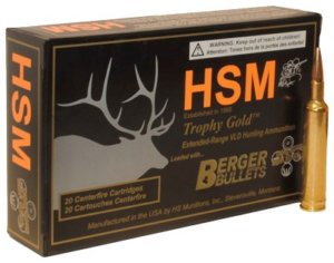 HSM 338LAP300OTM68 Trophy Gold Extended Range 338 Lapua Mag 300 gr Berger Hybrid Tactical Open Tip Match (BHTOTM) 20rd Box