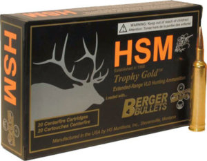 HSM 7MAG168VLLD Trophy Gold Extended Range 7mm Rem Mag 168 gr Berger Hunting VLD Match (BHVLDM) 20rd Box