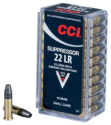 CCI 957 Suppressor Small Game 22 LR 45 gr Lead Hollow Point (LHP) 50rd Box