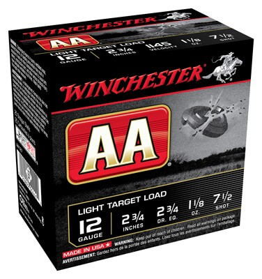 Winchester Ammo AA127 AA Light Target Load 12 Gauge 2.75″ 1 1/8 oz 7.5 Shot 25rd Box