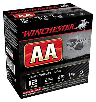 Winchester Ammo AA129 AA Light Target 12 Gauge 2.75″ 1 1/8 oz 1145 fps 9 Shot 25rd Box