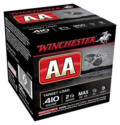 Winchester Ammo AA419 AA Target 410 Gauge 2.50″ 1/2 oz 1200 fps 9 Shot 25rd Box
