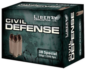 Liberty Ammunition LACD38025 Civil Defense Protection 38 Special 50 gr Lead-Free Fragmenting Hollow Point (LFFHP) 20rd Box