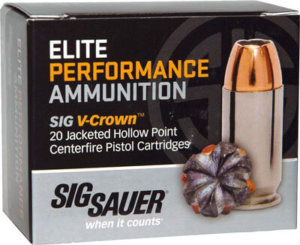 Sig Sauer E38SP120 Elite V-Crown 38 Special +P 125 gr Jacketed Hollow Point (JHP) 20rd Box