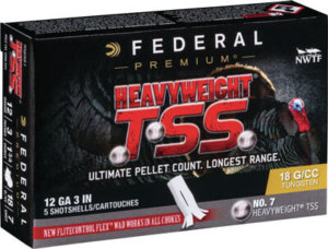 Federal PTSSX191F9 Premium Turkey Heavyweight TSS 12 Gauge 3.50″ 2 1/4 oz 1200 fps Tungsten 9 Shot 5rd Box