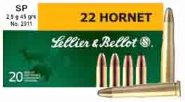 Sellier & Bellot SB22HB Rifle  22 Hornet 45 gr Soft Point 20rd Box