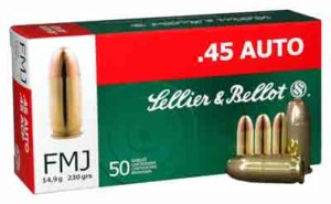 Sellier & Bellot SB45A Handgun Target 45 ACP 230 gr Full Metal Jacket (FMJ) 50rd Box
