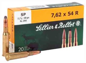 Sellier & Bellot SB76254RB Rifle  7.62x54mmR 180 gr Soft Point 20rd Box