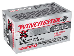 Winchester Ammo X22M Super X 22 WMR 40 gr Full Metal Jacket (FMJ) 50rd Box