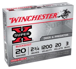 Winchester Ammo XB203 Super X 20 Gauge 2.75″ 20 Pellets 1200 fps 3 Buck Shot 5rd Box