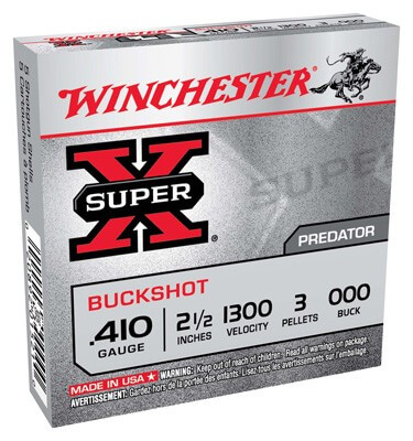 Winchester Ammo XB41000 Super X 410 Gauge 2.50″ 3 Pellets 1300 fps 000 Buck Shot 5rd Box