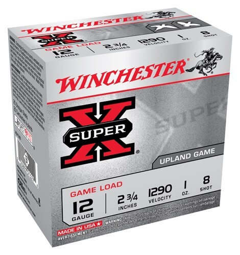Winchester Ammo XU128 Super X Game Load 12 Gauge 2.75″ 1 oz 1290 fps 8 Shot 25rd Box