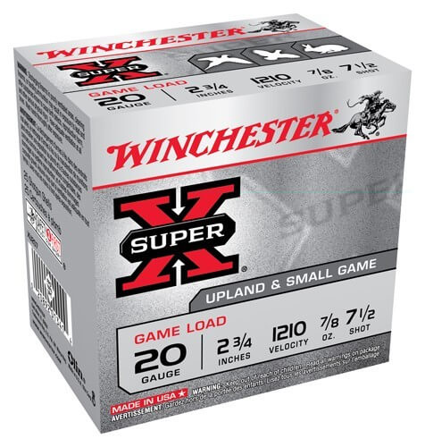 Winchester Ammo XU207 Super X Game Load 20 Gauge 2.75″ 7/8 oz 1210 fps 7.5 Shot 25rd Box