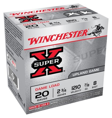 Winchester Ammo XU208 Super X Game Load 20 Gauge 2.75″ 7/8 oz 1210 fps 8 Shot 25rd Box