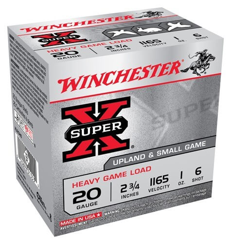 Winchester Ammo XU20H6 Super X Heavy Game Load 20 Gauge 2.75″ 1 oz 1165 fps 6 Shot 25rd Box