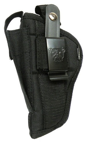 BULLDOG EXTREME SIDE HOLSTER BLACK W/MAG POUCH 2-4BBL AUTO