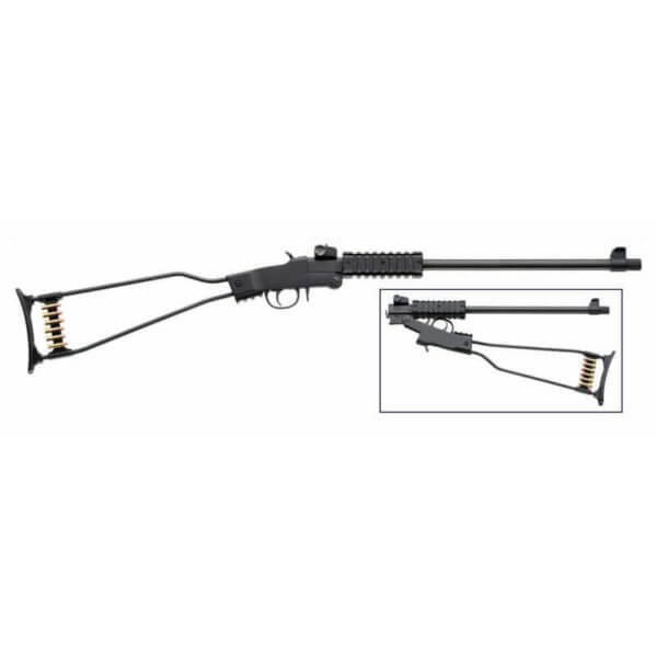 Chiappa Firearms 500110 Little Badger 22 WMR 1rd 16.50″ Threaded Steel Barrel w/Cap Alloy Frame Quad Picatinny Forend Wire Frame Stock Black Metal Finish Includes Backpack