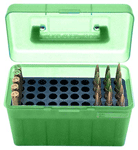 MTM DELUXE AMMO BOX 50-ROUNDS RIFLE .22-250 TO .308 GREEN