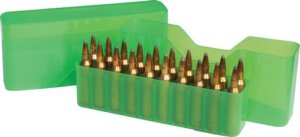 MTM AMMO BOX LARGE RIFLE 20 ROUNDS SLIP TOP CLEAR GREEN