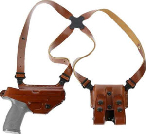 Galco MC248 Miami Classic Shoulder System Size Fits Chest Up To 56″ Tan Leather Fits Sig P220 Fits Sig P226 Fits Browning BDA Right Hand