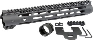 UTG Pro MTU001T Pro Quad Rail Drop-In Handguard Carbine with Extensions Style made of Aluminum Material with Black Anodized Finish for AR-15
