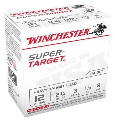 Winchester Ammo TRGT12M8 Super-Target Heavy Target 12 Gauge 2.75″ 1 1/8 oz 1200 fps 8 Shot 25rd Box