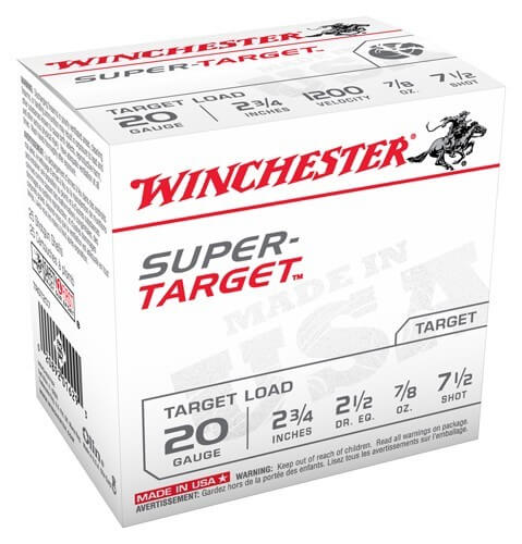 Winchester Ammo TRGT207 Super-Target 20 Gauge 2.75″ 7/8 oz 1200 fps 7.5 Shot 25rd Box