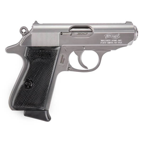 Walther Arms 4796004 PPK/S 380 ACP Caliber with 3.30″ Barrel, 7+1 Capacity, Overall Stainless Steel Finish, Beavertail Frame, Serrated Slide & Long Black Polymer Grip