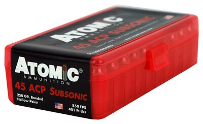 Atomic 00439 Pistol Subsonic 45 ACP Subsonic 250 gr Bonded Match Hollow Point 50rd Box