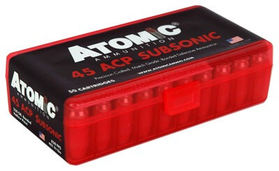 Atomic 00439 Pistol Subsonic 45 ACP Subsonic 250 gr Bonded Match Hollow Point 50rd Box