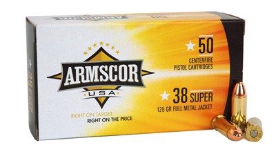 Armscor FAC38SUPER1N Pistol 38 Super 125 gr Full Metal Jacket (FMJ) 50rd Box