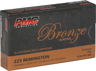 PMC 223SP Bronze 223 Rem 55 gr Pointed Soft Point (PSP) 20 Rd Box / 40 Cs