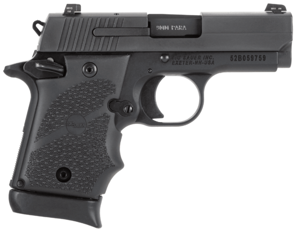Sig Sauer 9389BRGAMBI P938 Micro-Compact BRG Single 9mm Luger 3″ 7+1 Hogue Rubber Grip Grip Black Nitron Stainless Steel