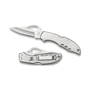 Spyderco BY04P2 Byrd Meadowlark 2 2.93″ Folding Clip Point Plain 8Cr13MoV SS Blade Satin Stainless Steel Handle