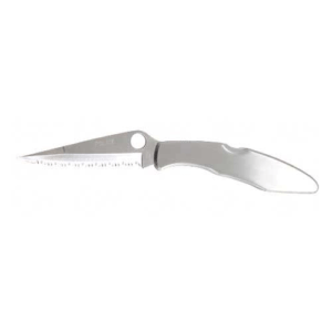 Spyderco C07S Police 4.13″ Folding Spear Point Part Serrated VG-10 SS Blade Stainless Steel Handle Includes Pocket Clip