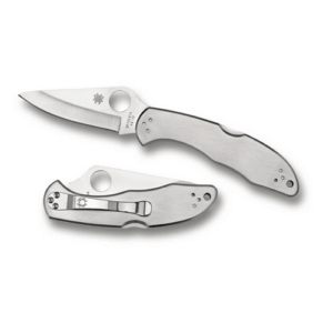 Spyderco C10S Endura 4 3.85″ Folding Clip Point Part Serrated VG-10 SS Blade Satin Stainless Steel Handle Includes Pocket Clip