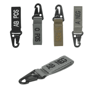 Embroidered Blood Type Tags with Velcro and Metal Clip
