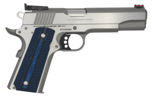 Colt Mfg O5072GCL 1911 Gold Cup Lite 9mm Luger 5″ 8+1 Overall Stainless Steel Finish Frame & Slide with Scalloped Blue Checkered G10 Grip & Fiber Optic Sights